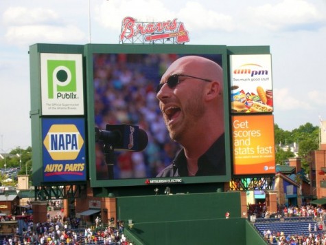 One venue Corey Smith sang at was the Gwinnett Braves Stadium. Smith sang the National Anthem.