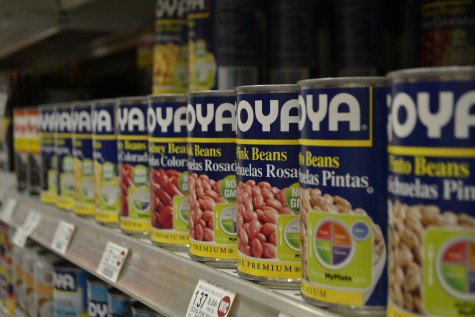 Goya products, a company specializing in Spanish and Mexican products, line the shelves of a Publix.