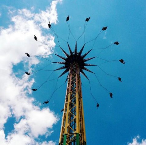 Sky Screamer at Six Flags kicked off the day for the group.