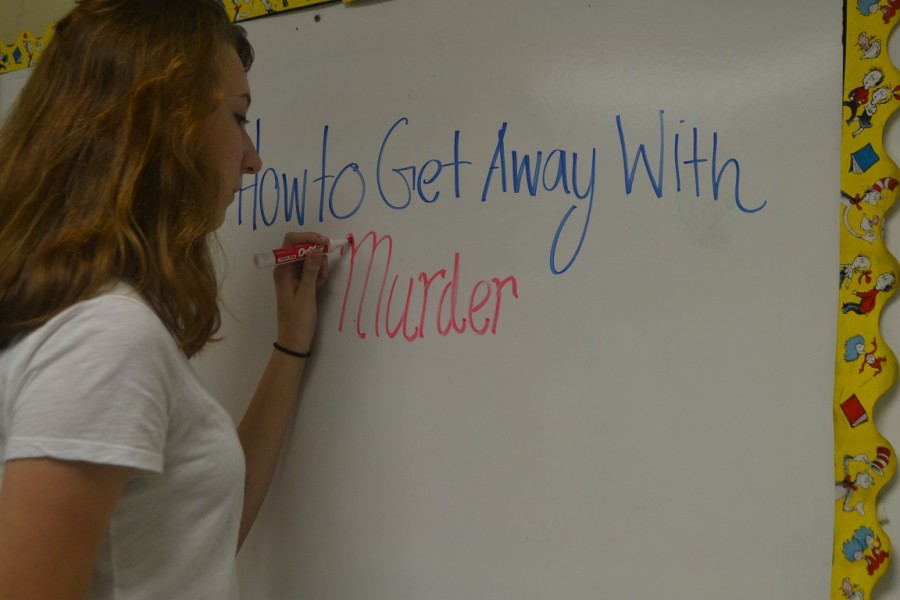Junior Alex OBrien channels her inner Viola Davis by flourishing the title on the board, similar to Davis signature move in the pilot, aired September 25.