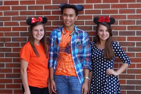 Seniors Hannah Geil, Linda Rivera And Sophomore Clint Bacarra smile brightly for Minnie/Mickey Mouse spirit day. In unison they agreed and said, “this is the best homecoming theme.”