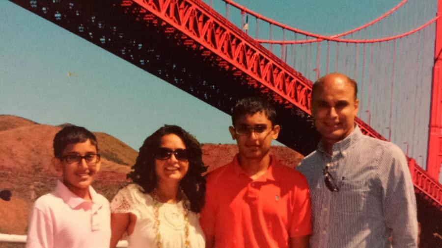 From left to right, freshman Shiv, mother Hema, junior Dev, and father Jay vacationing in San Francisco.