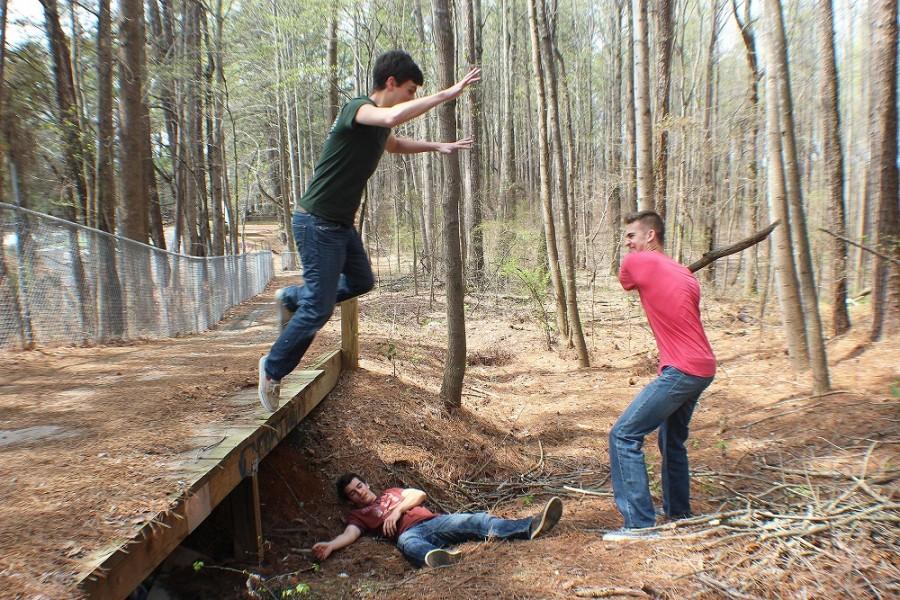 Previously zombie junior Albert Diaconu was stabbed and to avenge his comrade sophomore Emmett Schindler attacks Senior Cameron Hines, whom is acting as Rick Grimes.