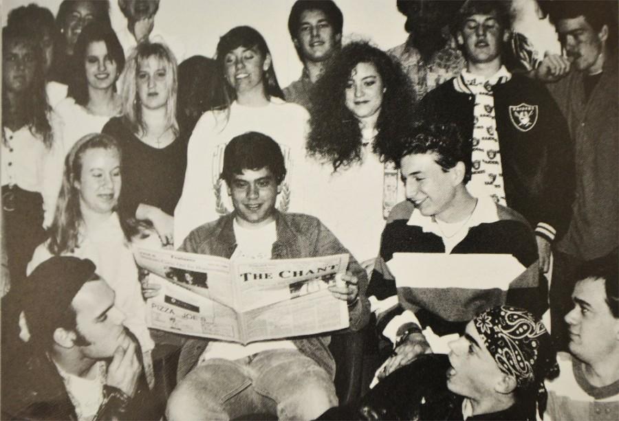 	The 1991 yearbook captures a candid moment of The Chant staff. Courtesy of the 1991 NCHS Yearbook.
