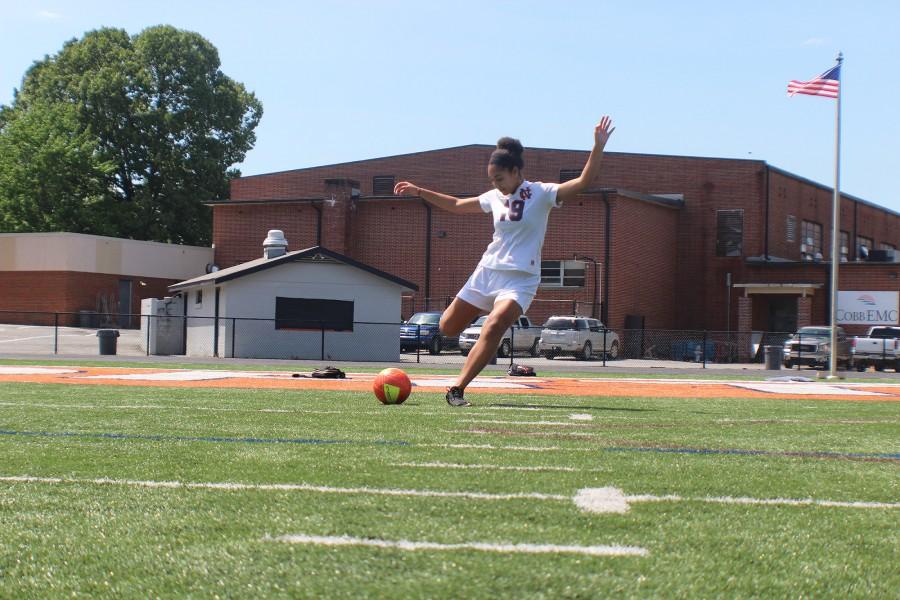 As graceful as the kick seems Jefferson’s kick is powerful and useful in her center defender position which her team mates notice. A good friend and team mate senior Liberti Gates describes her as a “ team leader, determined, and always sees the the brighter side even when were losing.”