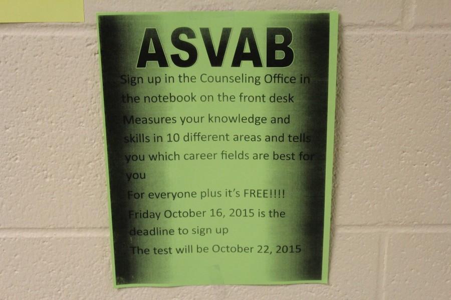 The NC counseling department is offering ASVAB signup through October 16. The ASVAB, originally designed for military recruits, measures skills and helps test takers decide on potential careers and college majors after high school.  Those who sign up will take the test October 22, of this year.  