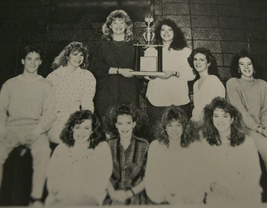 NC Drama Club proudly displays their first place trophy from One Act Competition in 1987. On Saturday, the 2015 drama team will compete again in One Act, hoping to win the first place trophy.