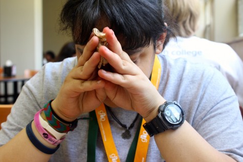 A student prays before eating at NC. The daily occurance of school does not hinder students’ beliefs or practices, which they bring to share at school.
