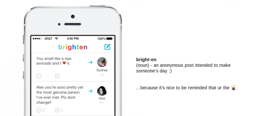 Brighten+might+soon+overshadow+other+popular+apps+on+social+media+with+its+sunny+demeanor+and+well+wishes+for+users.