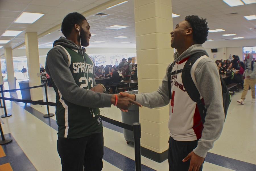 As a part of Hoopcoming Week, students were encouraged to sport their favorite spiritwear for Jersey Day. Seniors Kenny Ume and DJ Render participated in one of their last spirit weeks of the year. 