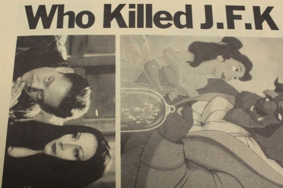 A 1992 NC yearbook features an entertainment section that includes a feature on the student’s best guesses on who really killed J.F.K.