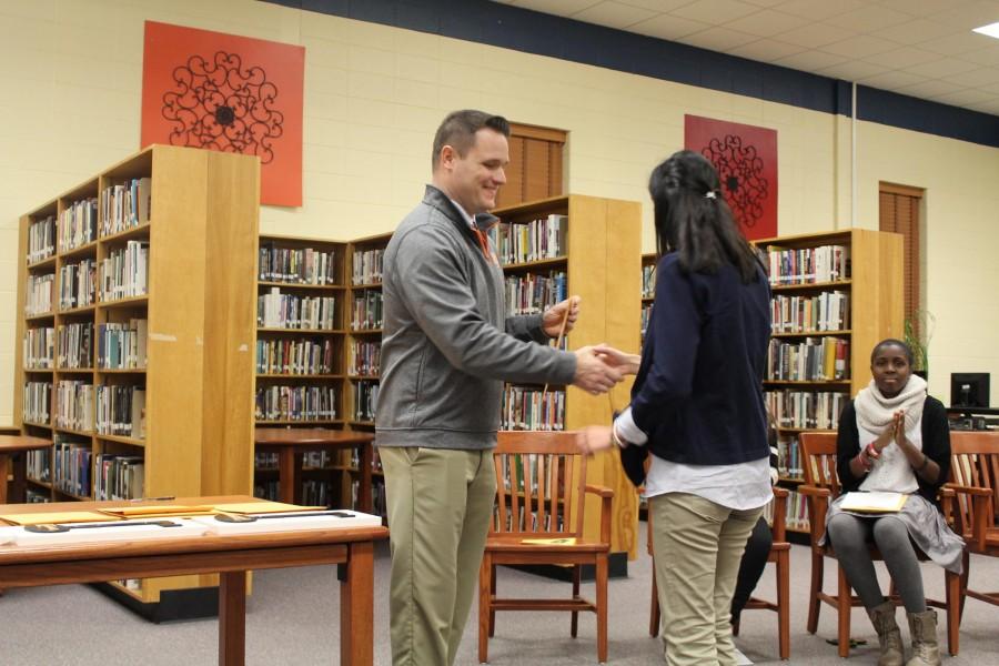 As guest of honor, Assistant Principal Stephen Revard congratulated each student with recognition and a certificate of membership election on behalf of the administration. “Beta club is a national club that has been around since the 30’s… so it really exciting to see North Cobb participate in an organization that has a far reaching impact.” says Revard. 