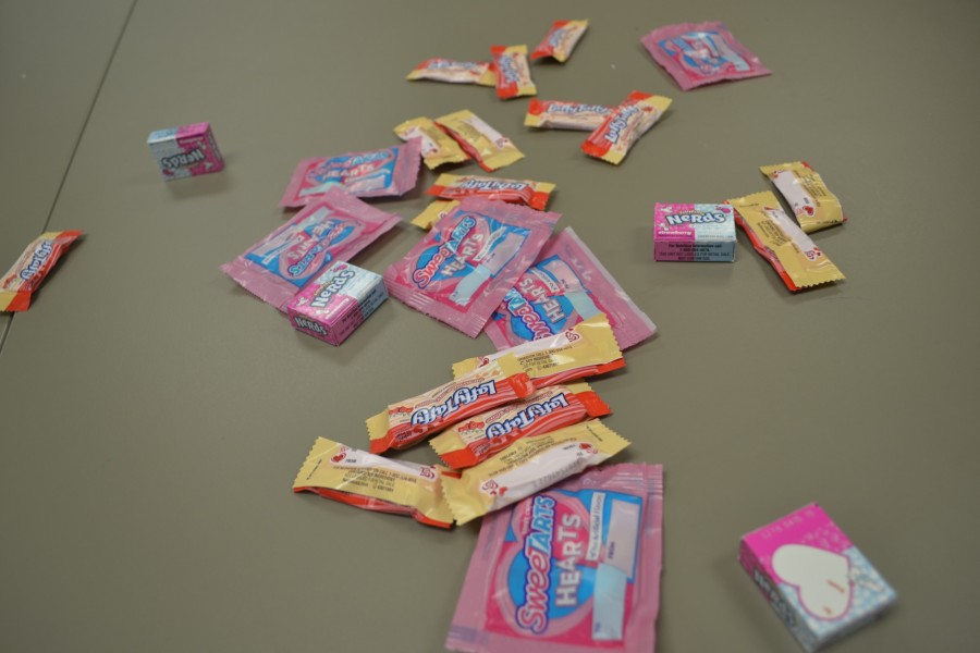The Newspaper staff celebrated Valentines day early today by sharing candy around and compliments, and Fun Dip quickly became the favorite among the staff.