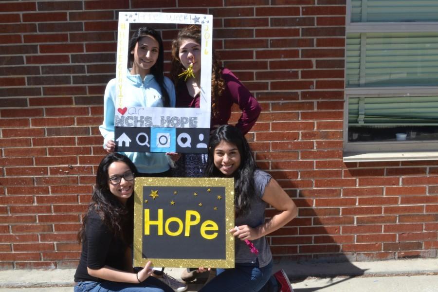“HOPE stands for Hispanic Organization Promoting Education, our mission is to increase the graduation rate among high school students and we focus on leadership, community service and education,” sophomore Zianyia Cortes said. This week is HOPE week, so get your picture taken with the frame to support HOPE. 
