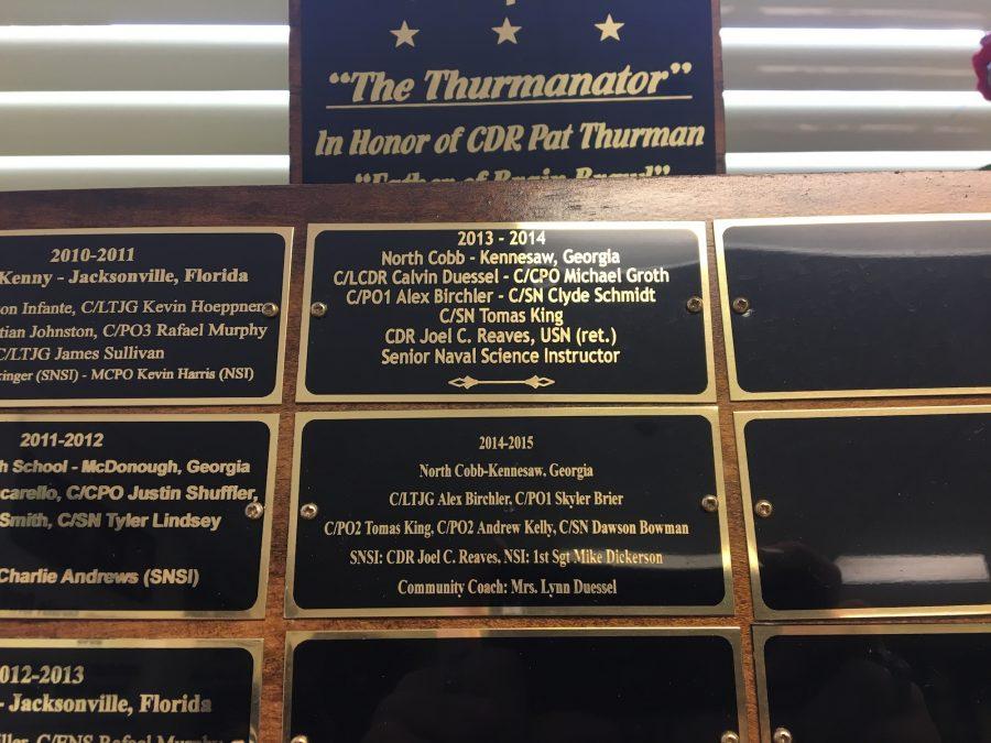  The plaque shows NC’s past 2 victories before they won for the third year consecutively.