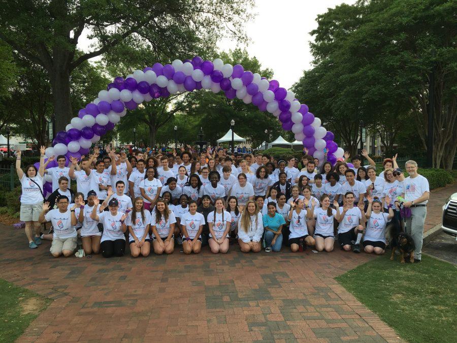National Honor Society members celebrate finishing the March of Dimes.