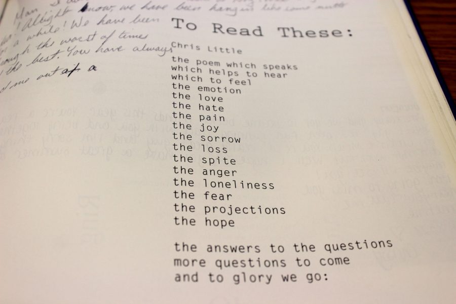 The 1996 NC yearbook showcases student talent with a literary magazine section, featuring a poem written by Chris Little.