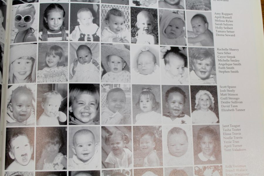 The seniors of 1998 showcase their toddler photos in the yearbook as a unique feature.