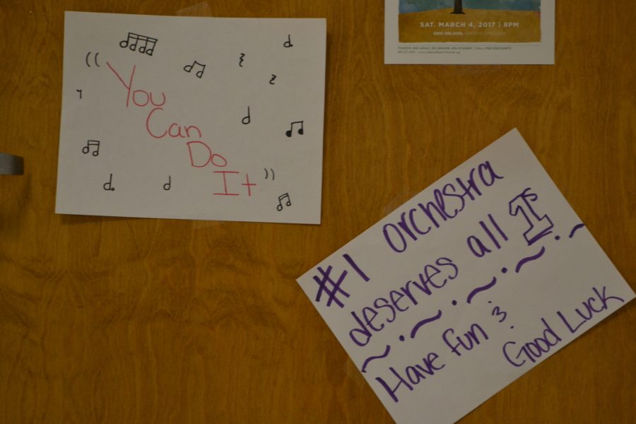 Chorus class helps inspire orchestra students before their Large Group Performance Evaluation. The students left sweet, encouraging messages on orchestra’s door before their LGPE test on February 13 to further motivate their fellow classmates.