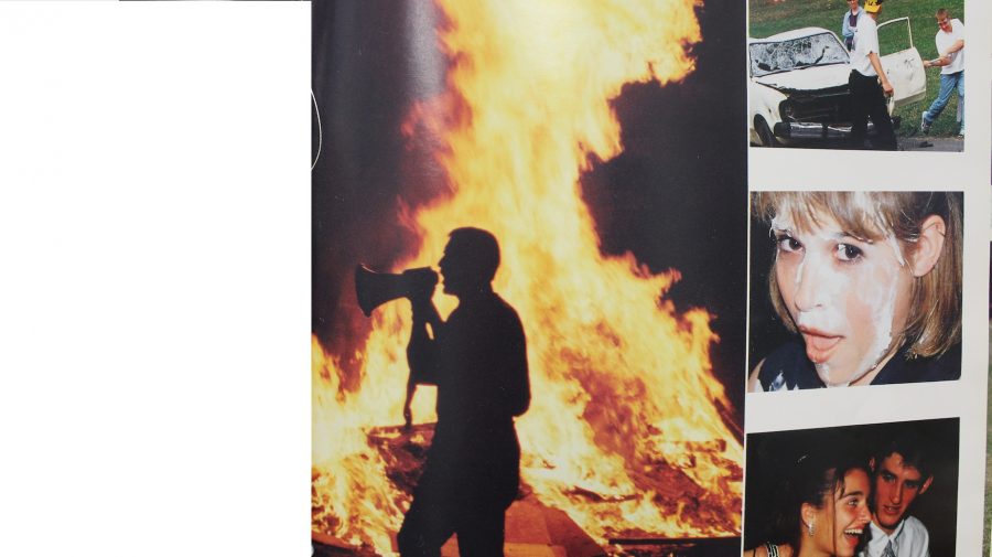 The 1996 edition yearbook features NC seniors engaging in senior pranks, and a bonfire ceremony celebrating the success of seniors and the end of the school year. The senior carnival nears on March 31, along with cap and gown deliveries to the seniors during first and second period. 