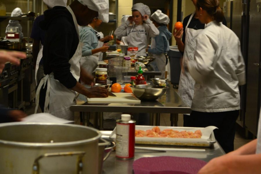 Incorporating orange, oats, sriracha, and chicken in their dishes, the students prepare the kitchen and find their recipes. This competition takes place every year and students love it. The competition encourages students to engage more in their work and focus more on the dishes.
