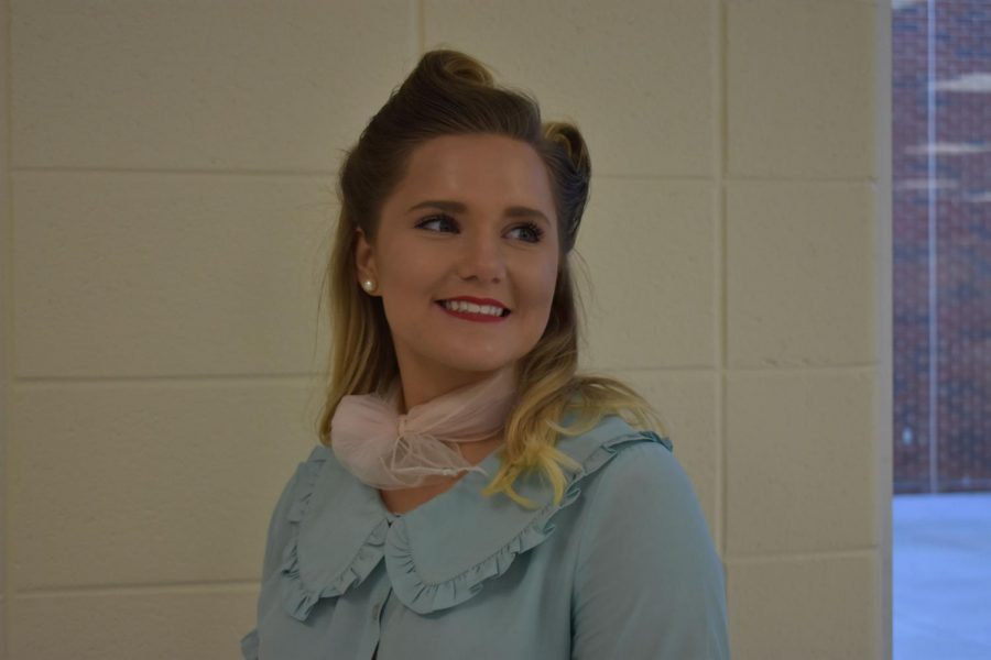 Twisting and hair spraying her updo to fit the 50s look, senior Chloe Petersen impressed her classmates with her fabulous look for NC’s Hoopcoming dress-up week. From her shoes to the scarf on her neck, she masters the 50s style and prepares for later dates this week.
