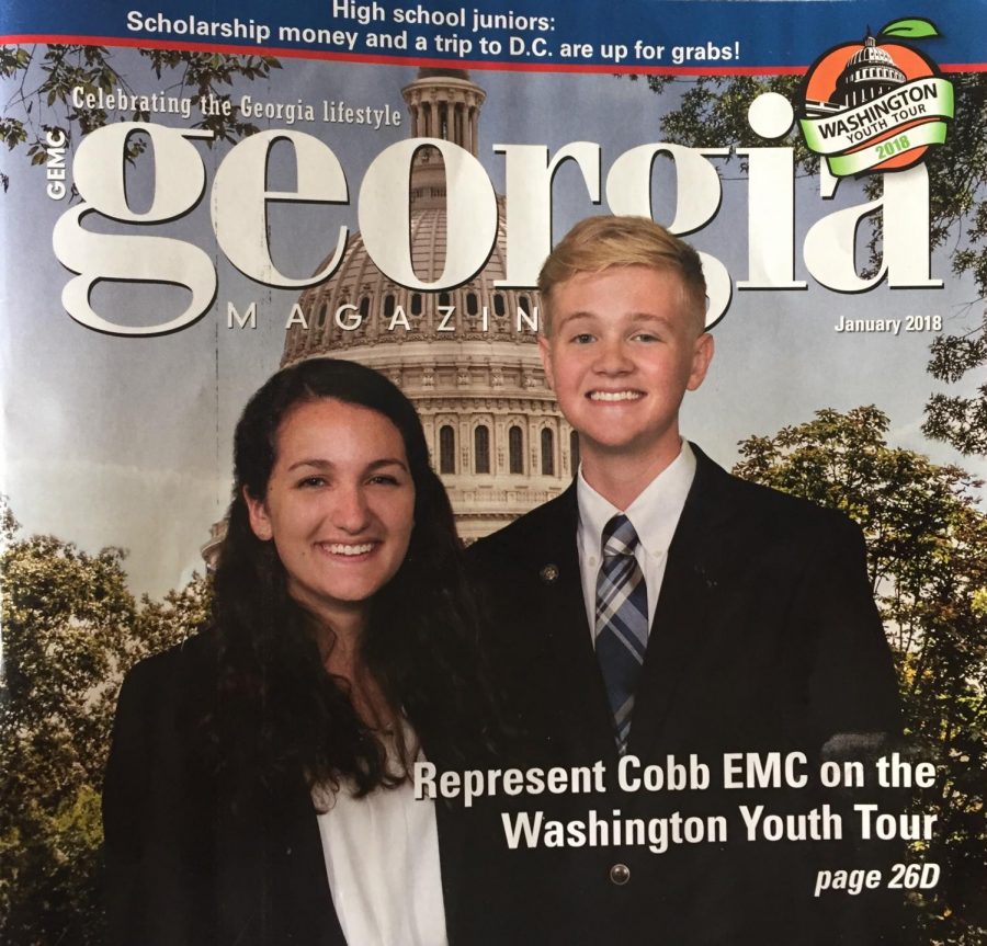 This photo shows Ian McCullough’s feature on the Georgia Magazine for winning a paid internship, $1000 scholarship, and a paid trip to Washington D.C. at Cobb EMC this past year. “I taught Ian his sophomore as well as his senior year and he has become a very well spoken young man and very poised and very sure of himself,” Ian’s favorite teacher, Mrs. Galloway said.