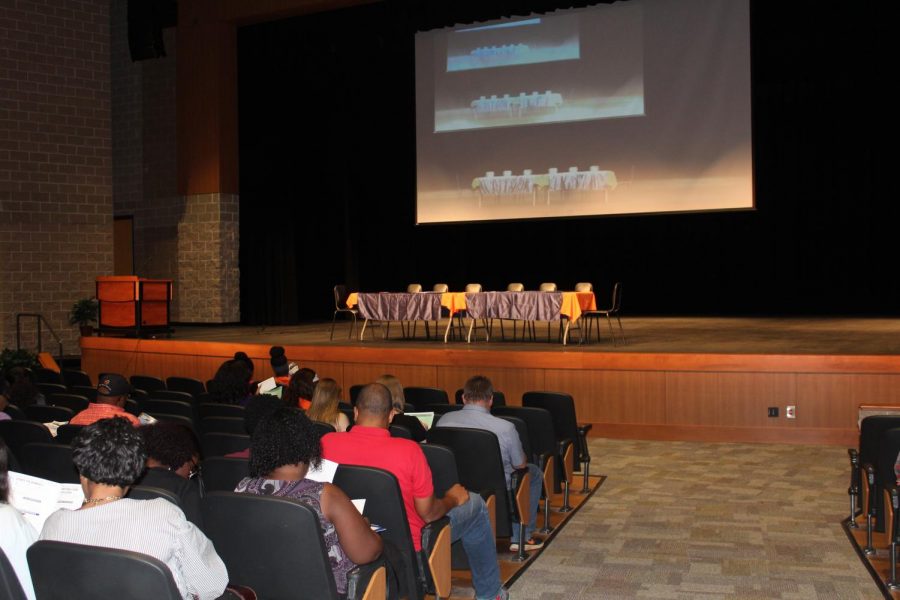 Students and parents took their seats as the representatives from the schools held a question and answer session in NC’s Performing Arts center. The audience eagerly awaits the representatives from Georgia State University, Georgia College, Kennesaw State University, Georgia Highlands, University of Alabama, University of North Georgia and Chattahoochee Technical College. 