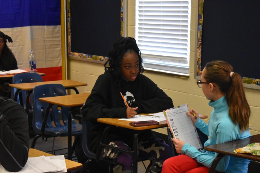Anaya Cheyenne participates in an activity for Ms. Cotton’s 3rd period Spanish class. Despite living the life of a singer, Davis still must meet all the requirements demanded of a NC sophomore. When prompted on how she balances school with work, she noted the exceedingly demanding schedule she follows, though she still manages to keep up. 