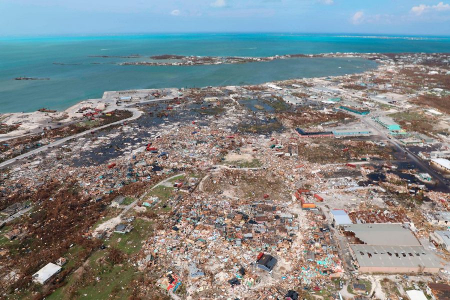 This bird’s-eye view of the mass destruction Dorian shows the mass destruction the hurricane is capable of. The damage resulted in destroyed buildings and flooded houses leaving people looking for shelter, food, and water.