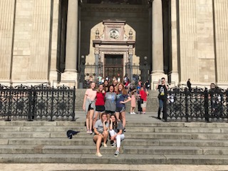 Magnet seniors sit in front of the St. Stephen’s Basilica in Budapest, Hungary on their first day of touring Central Europe. After spending hours on two different plane rides, students found relief in touring the basilica, eagerly learning about the history of Budapest.