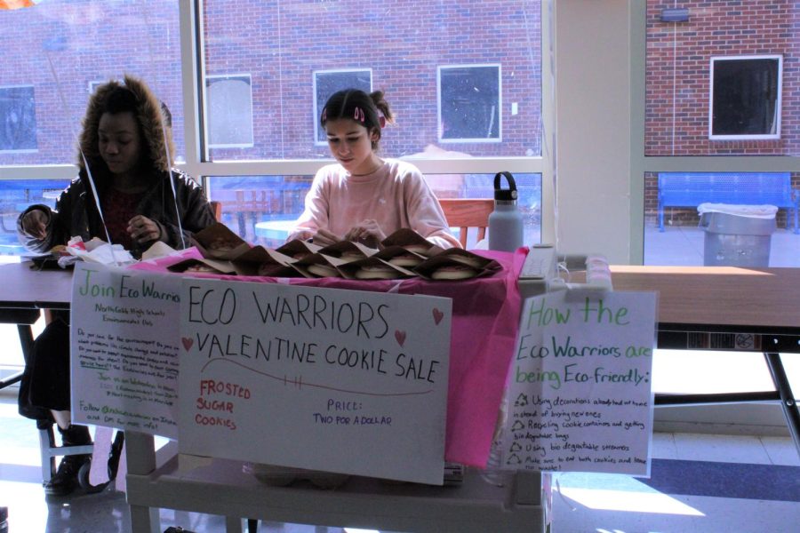 The Eco Warriors of NC run a booth in the cafeteria this valentine’s day, selling one dollar frosted cookies as an environmental fundraiser, with the intent to donate all proceeds. As a new club at NC, the young club promotes recycling, advocating for the maintenance of our planet. 
This is the first time that the organization hosted a fundraiser  directed towards students, and it’ll probably be something NC will see more from them. Eco Warriors builds on student involvement not only just as extracurriculars, but by joining in on what they’re passionate about.