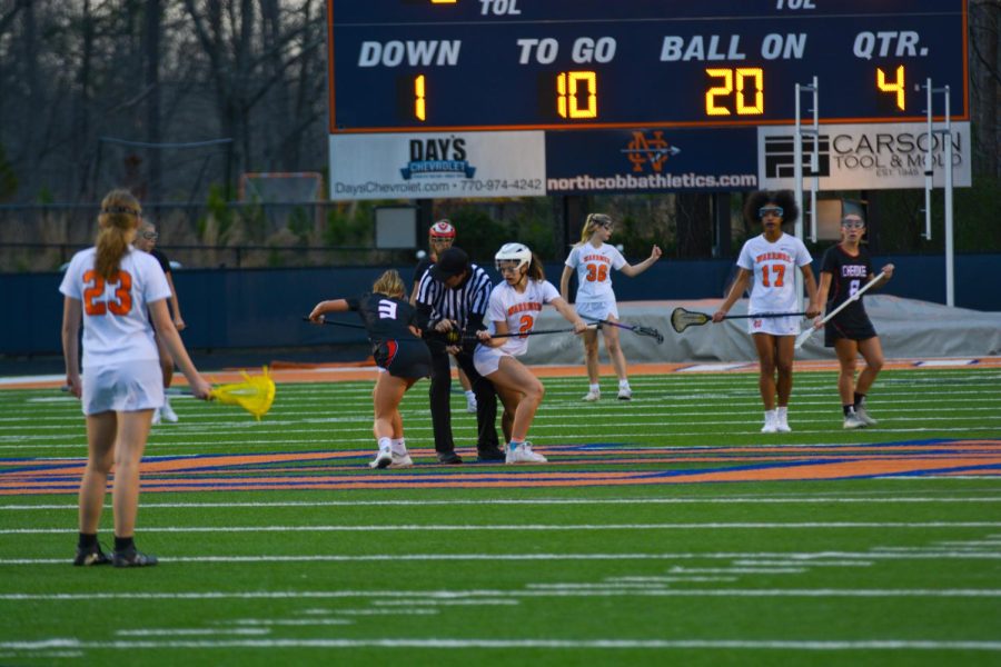 The+NC+Lady+Warrior+varsity+lacrosse+team+earned+a+hard-fought+19-8+win+over+the+McEachern+Indians+on+March+14.+NC+started+the+season+out+strong+with+an+initial+3-0+record%2C+including+an+impressive+win+over+the+reputable+Etowah+Eagles.+However%2C+the+Warriors+dropped+the+following+three+matchups.+Monday+night%E2%80%99s+game+marked+a+new+beginning+and+set+the+team+back+on+track+for+a+successful+season.+%0A