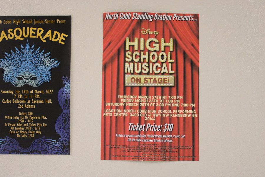 Posters hung around the building advertise the upcoming “High School Musical” performance. These posters contain information on tickets, and the location and time of the performance. “I’m so glad the information for the musical is finally released. I’m excited to see it with my friends and family. It’s actually surprising how cheap the tickets are,” freshman Victor Aguilar said.