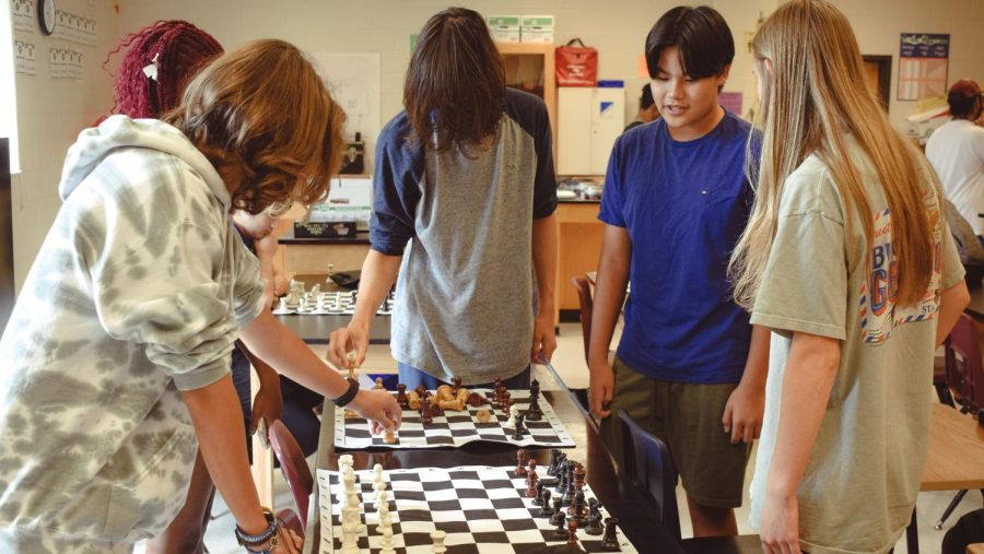 NC Chess players gather during their first club meeting of the 2022-2023 school year to discuss upcoming events. Club president Bianca Orfila-Molinet expressed their love for chess while new chess club officials expanded on what they plan to do this year to improve the chess club. The club will continuously meet every Wednesday from 3:30 p.m. to 4:30 p.m. “I enjoy this club because everyone here is open to new players. I’ve met so many nice groups of people who all have similar goals that we are working on through chess. We are all integrating our skills through working with other people,” Andres Ferreira said. 