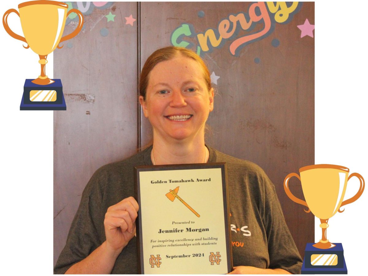 In September, special needs educator Jennifer Morgan received the Golden Tomahawk, an honor awarded to the NC teacher that students find engaging and helpful.  Every month, the previous winner bestows the award onto a teacher of their choice who displays qualities that fellow faculty members strive to accomplish. Morgan received the September award for her outstanding connection with students and her persevering attitude.